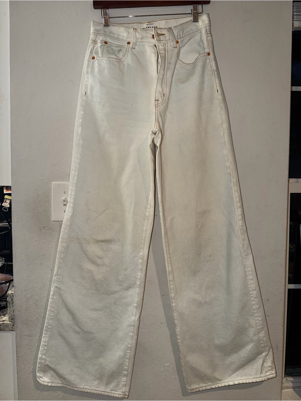 SLVRLAKE Off-White High-Rise Wide Leg Jeans